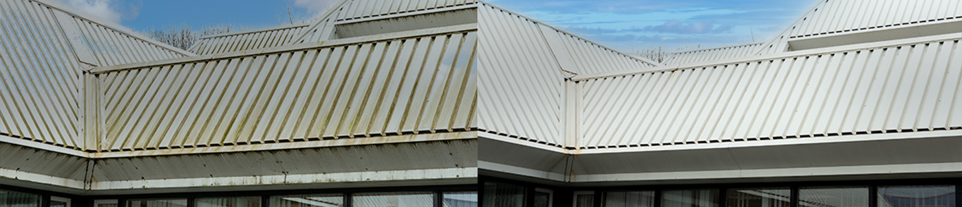 Friss-voor-SoftWash_header_bedrijfsgebouw_dak_damwandprofiel_resultaat_vervuild_schoon Friss-voor-SoftWash_header_bedrijfsgebouw_dak_damwandprofiel_resultaat_vervuild_schoon